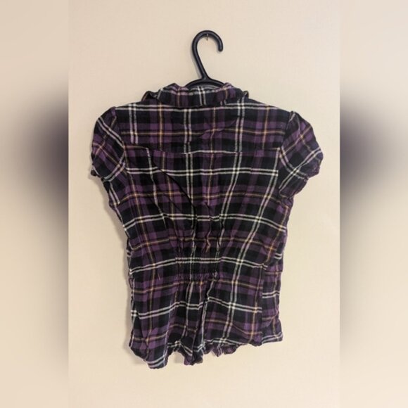 Seduction Purple Plaid Button Up Shirt - Womens Medium - Picture 4 of 4